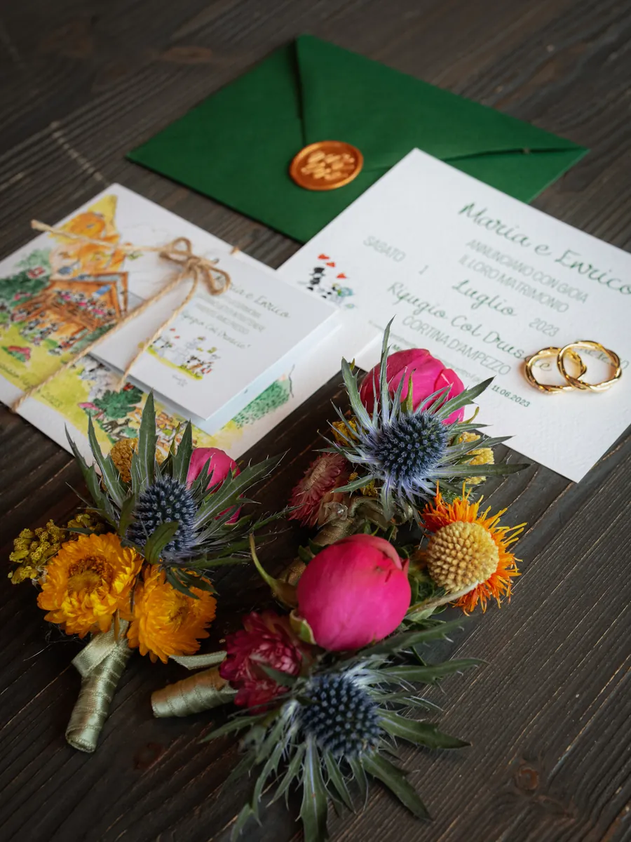Wedding stationery, rings and flowers defining the vision of the day