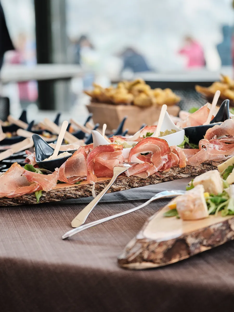 Aperitivo buffet for a multi-day wedding celebration