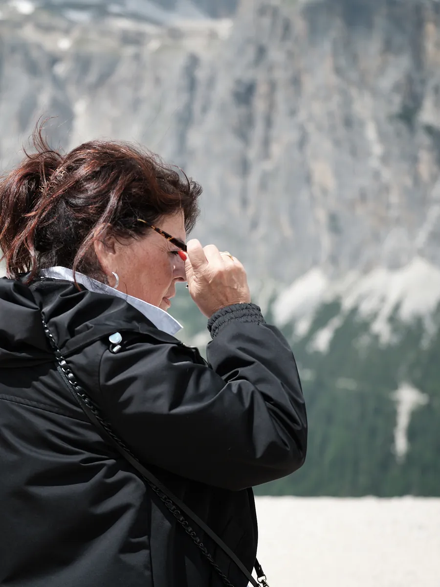 Viviana Reatti looking at the Dolomites, her home landscape